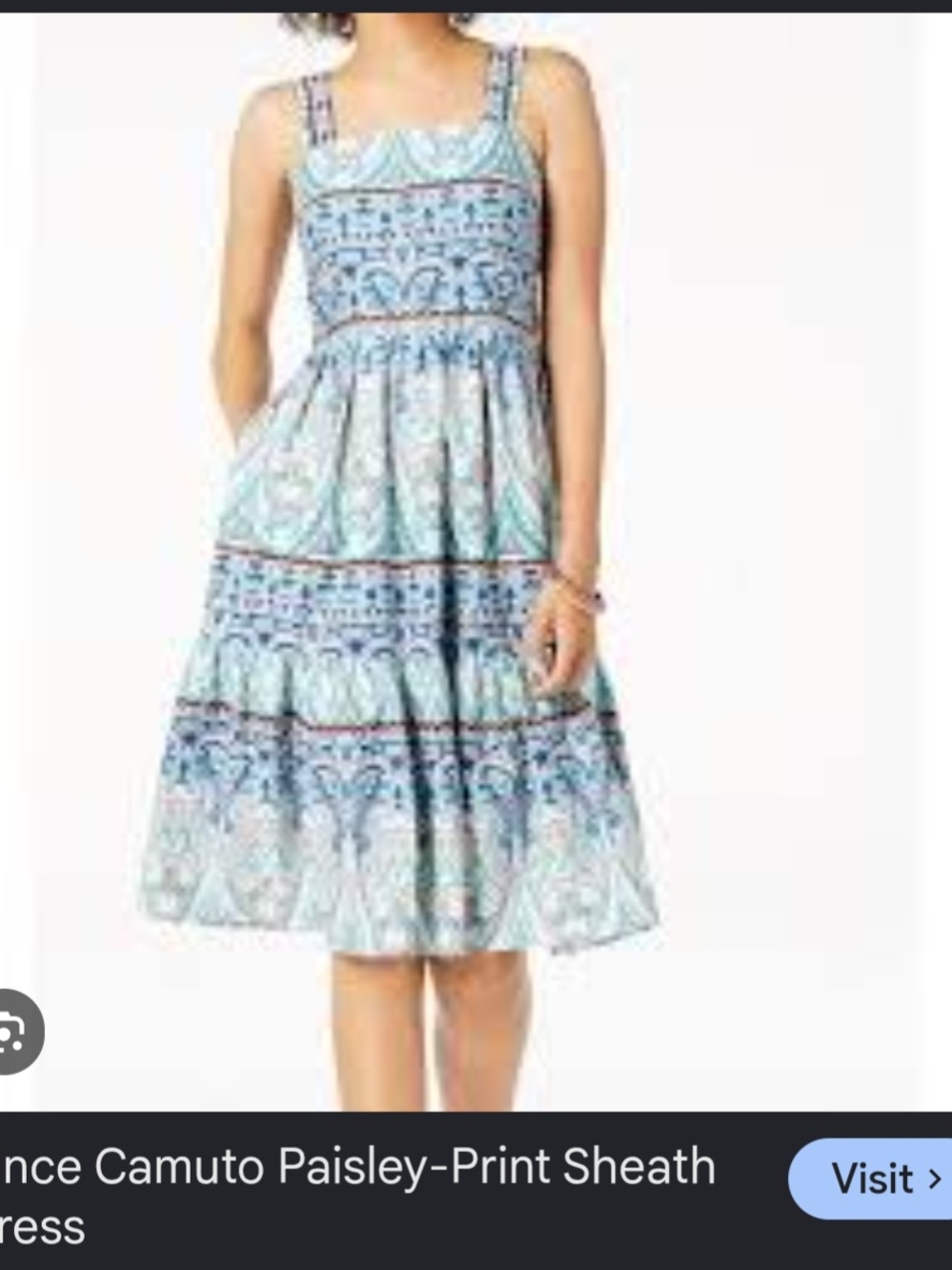 Vince Camuto Blue Paisley-Print Sleeveless Midi Dress